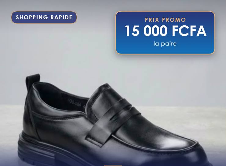 Mocassin sans lacet, semelle épaisse, Cuir lisse