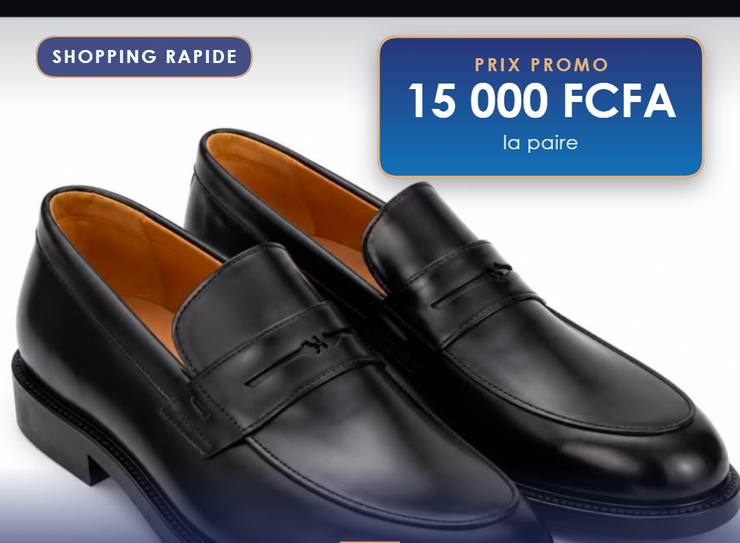 Mocassin penny noir, semelle épaisse, Cuir lisse