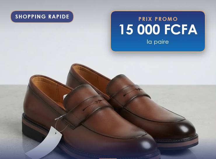 Mocassin penny marron patiné, Cuir patiné
