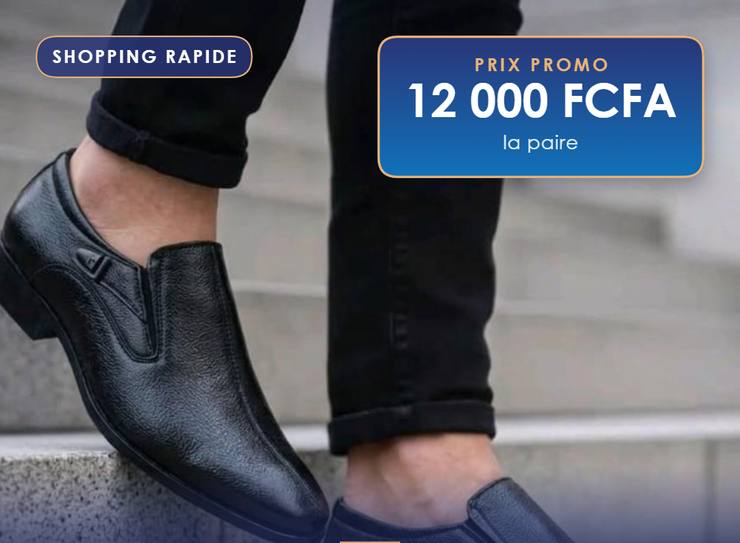 Mocassin sans lacet noir grainé, Cuir grainé