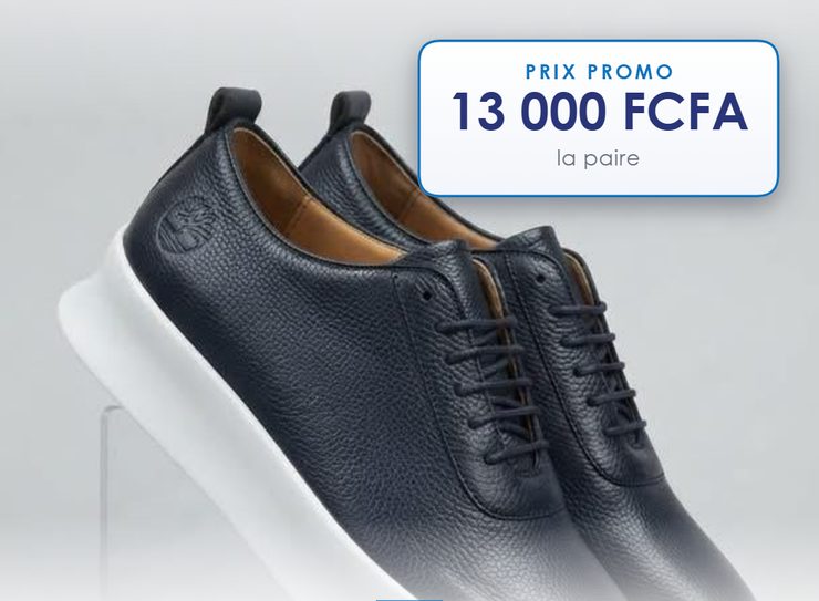Sneaker cuir grainé bleu marine, Cuir grainé
